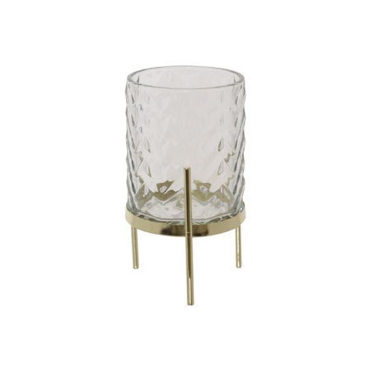 GLASS CANDLE HOLDER WITH GOLD METAL STAND