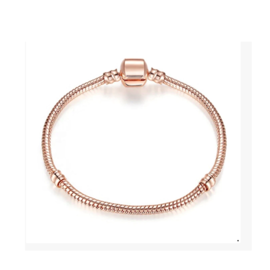 Rose Gold Plated Plain Clasp Snake Bracelet