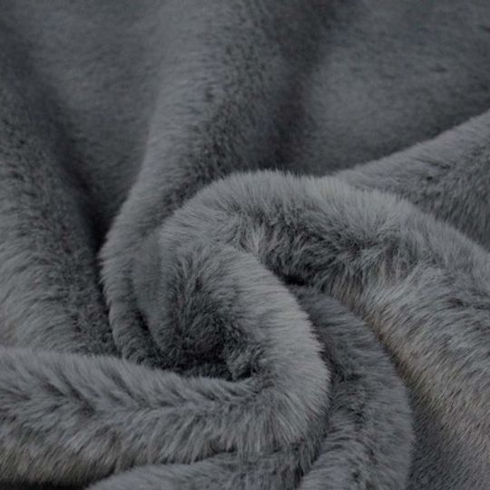 Lux Faux Fur Throw Blanket - Dark Grey