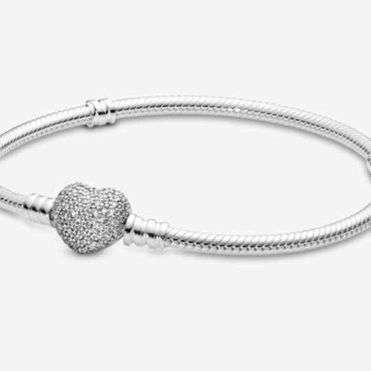 Cubic Zirconia Heart-Shaped Clasp Snake-Bracelet