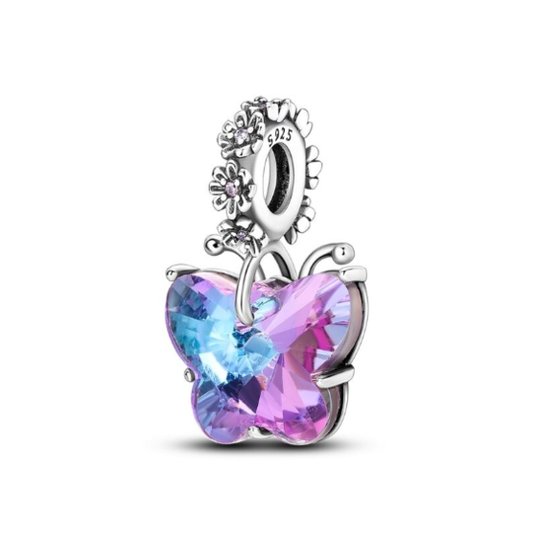 Pink & Purple Crystal Butterfly Charm