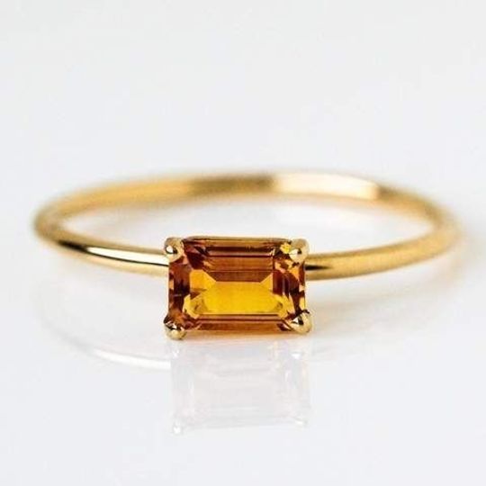 9ct yellow gold baguette Citrine ring
