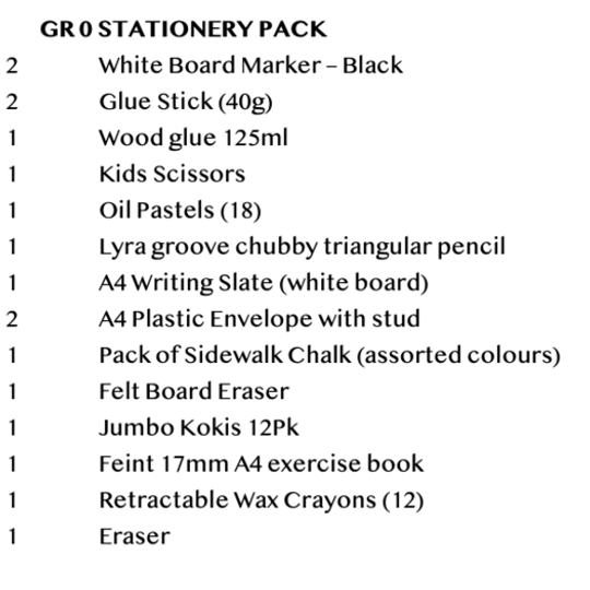 Gr 0 Stationery Pack