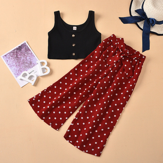 Black & red polka dots set