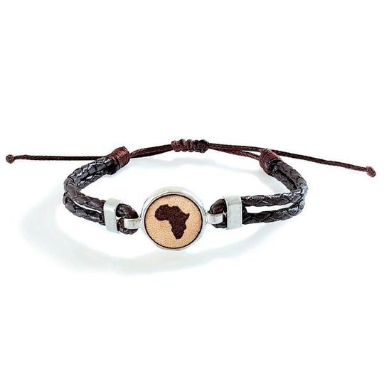 HUNK Braided leather Bracelet Africa - Dark Brown