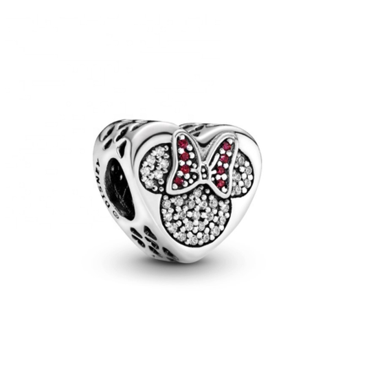 Disney Sparkling Cubic Zirconia Minnie Mouse Heart Charm