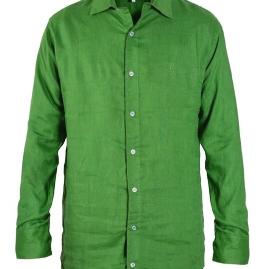 Men's linen shirt green