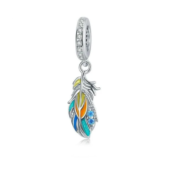 Colourful Enamel Feather Charm