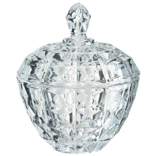 Crystal Diamond Glass Trinket Jar with Lid
