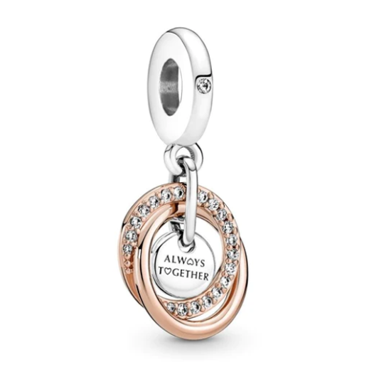 Silver and Rose Gold Plated Always Together Charm