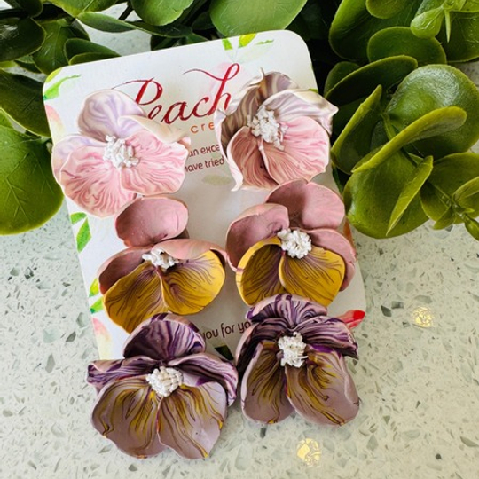 Pansy Dangles Polymer Clay