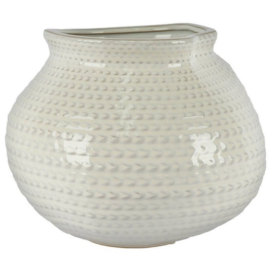 Ivory White Weave Design Ceramic Vase