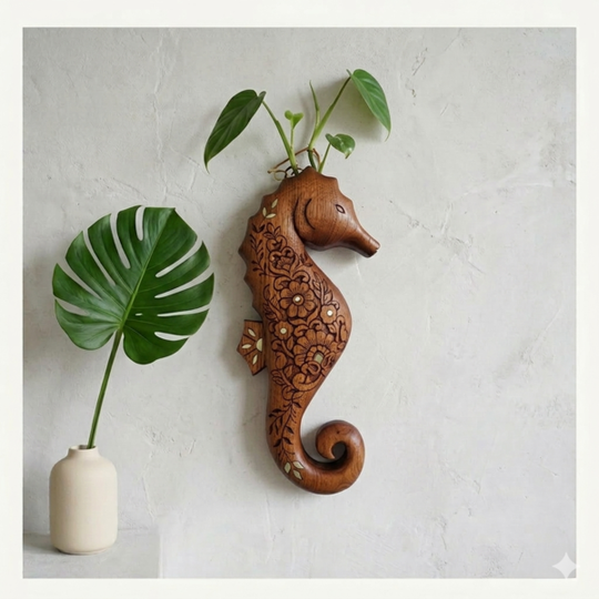 Seahorse wall vase