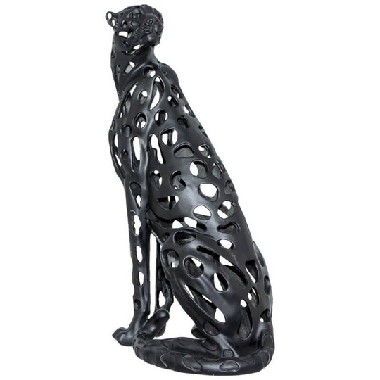 Black Metal Sitting Cheetah Ornament