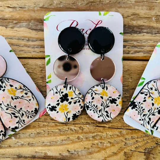 Pink & Mustard Flower Wood & Resin Design