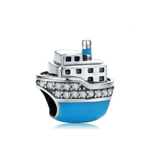 Blue Cruise Ship Charm