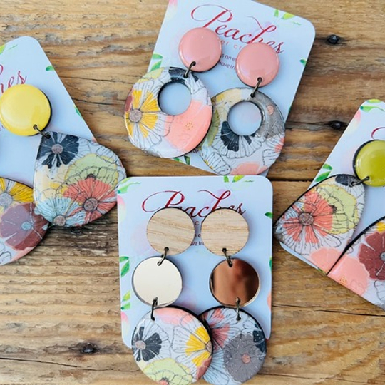 Bright Apricot Flowers Wood & Resin Design