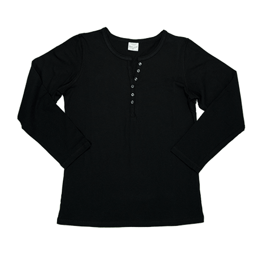 Ladies Long Sleeve - Buttons Black