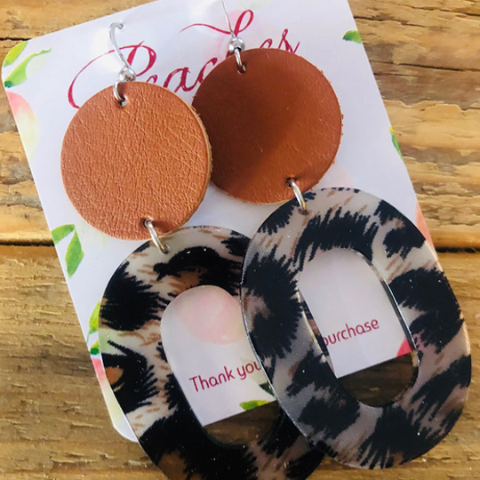 Leopard Acrylic with Tan Leather