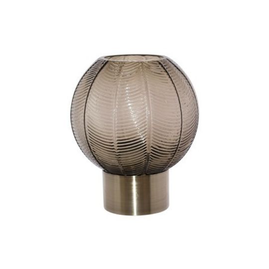 Embossed Glass Ball Vase with Metal Base