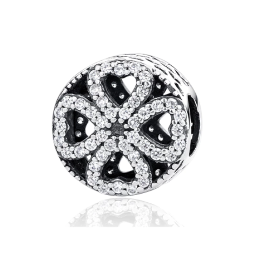 Heart Shaped Petals Cubic Zirconia Charm