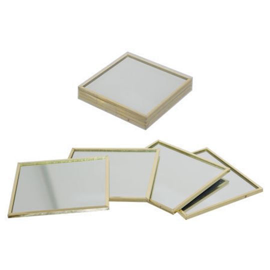 Square Gold Rim Mirror Coasters - Set of 4