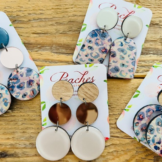 Nude Pink & Denim Blue Leopard Wood & Resin Design