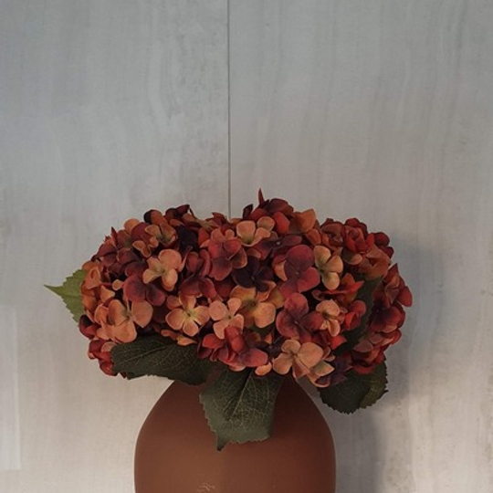 Artificial Hydrangeas Single Stem - Rustic Red