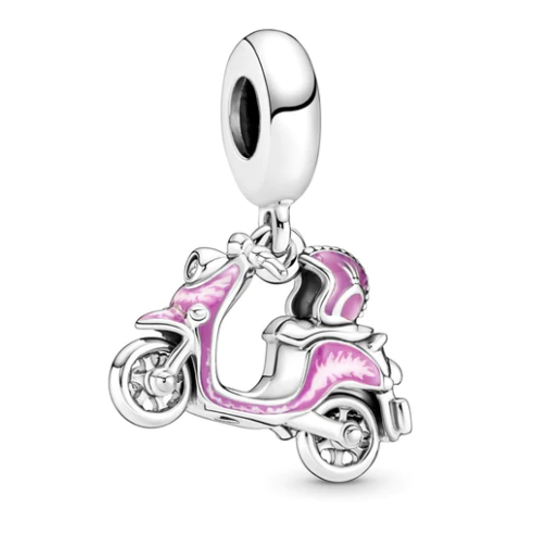 Pink Enamel Scooter Dangle Charm