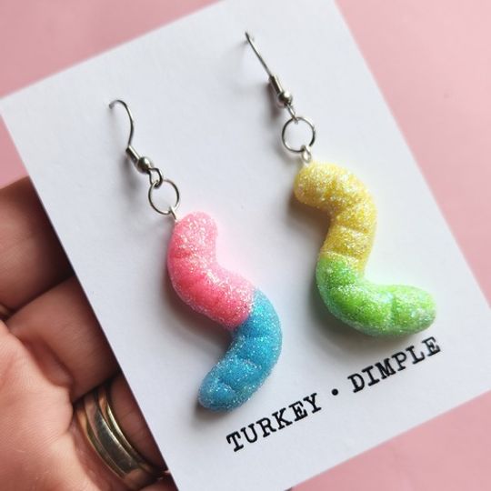 Gummy worm earrings