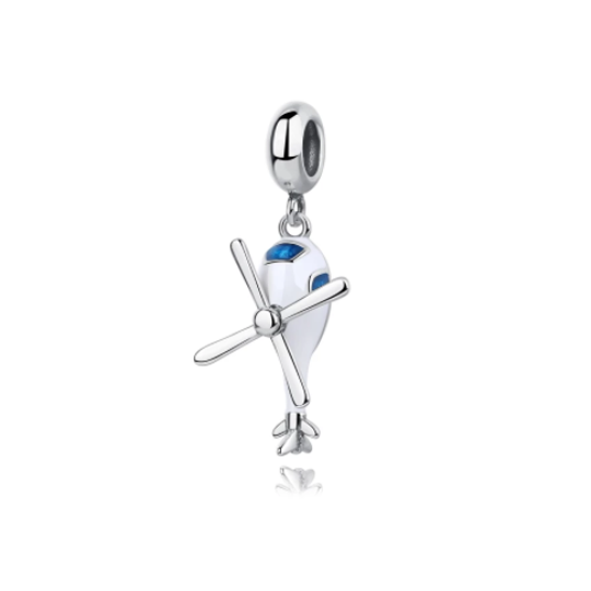 Helicopter Sky Blue Enamel Charm