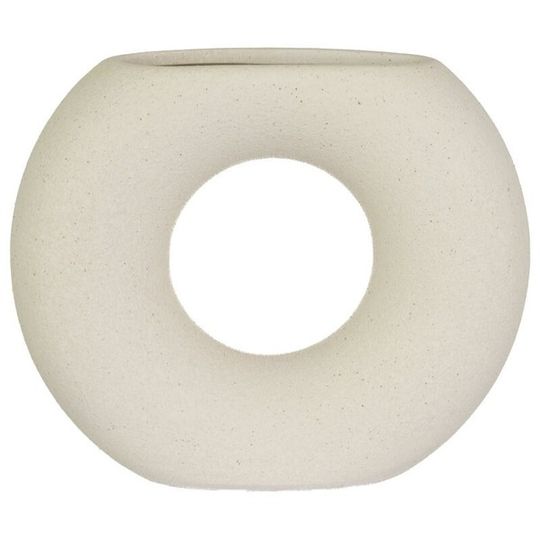 Beige Ceramic Ring Vase