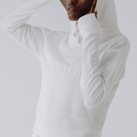 Cream Harmonize Cotton Fleece Hoody