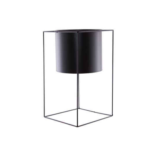 MATTE BLACK METAL PLANTER WITH STAND 50CM
