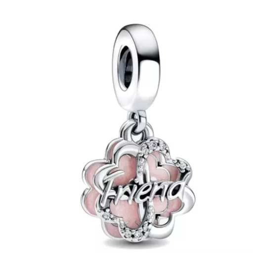 Pink Enamel Friend "Lucky To Have You" Charm