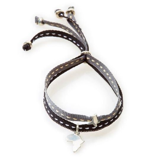 CHEEKY Bracelet with ribbons Africa - Black/Dark Grey