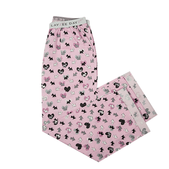 Long Pants - Exposed Elastic Scotty Dogs Pink