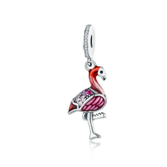 Flamingo Red and Pink Enamel Charm