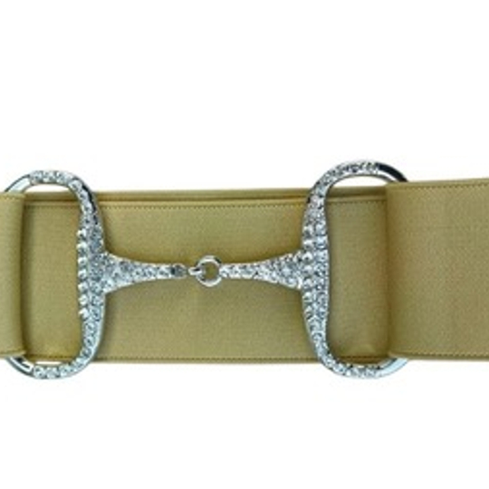 Elastic Diamante Snaffle Belt - BEIGE