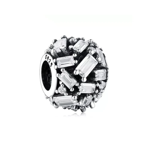 Cubic Zirconia Baguette Ball Charm