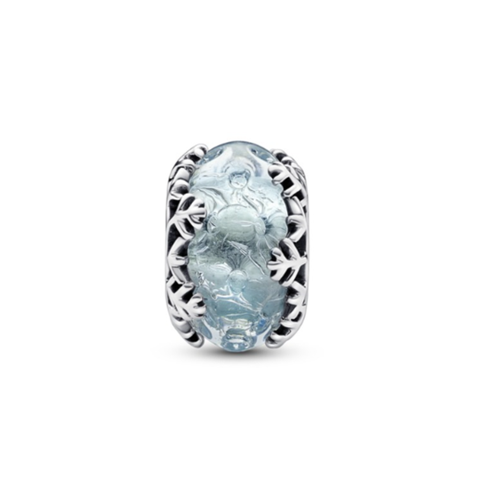 Snowflake Motive European Blue Murano Glass Charm