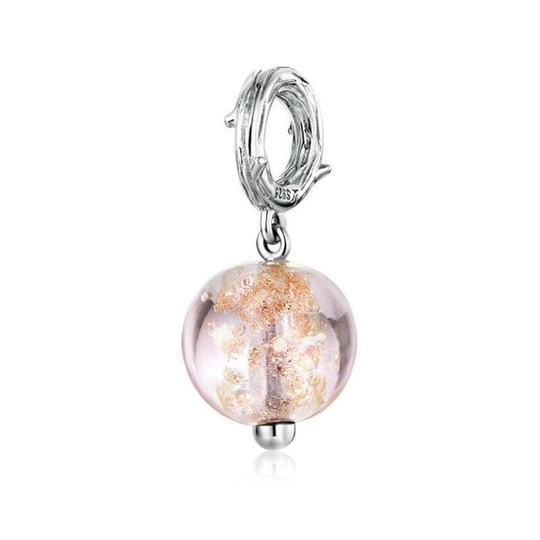 Pink Ball with Gold Foil Accents Charm