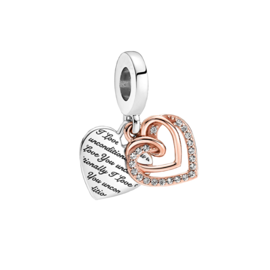 Two Tone "Love you unconditionally" Heart Charm