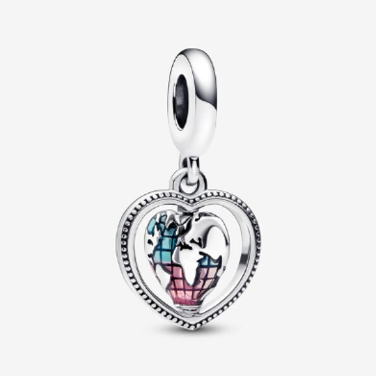 Family And Friends Are My World Heart Globe Charm