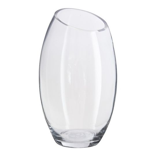 SLANTED TOP CLEAR GLASS VASE 25CM