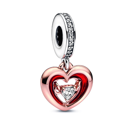 Rose Gold Red Heart Charm