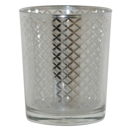 Mini Silver Geo Design Glass Candle Votive