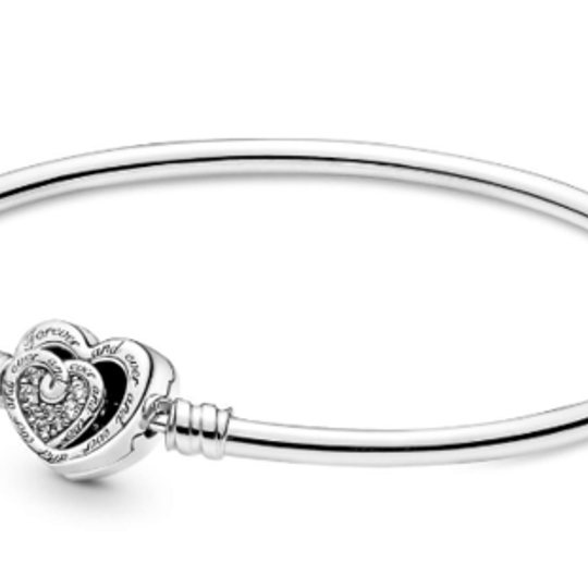 Entwined Infinite Hearts Clasp Bangle
