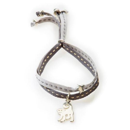 CHEEKY Bracelet with ribbons Monkey - Dark grey/Light Grey