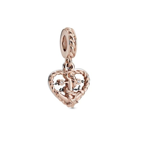 Rose Gold Plated Rope & Anchor Charm